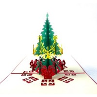 Handmade 3D Pop Up Xmas Card Merry Christmas Tree Gift Decorations Seasonal Greetings Ornaments Decorations